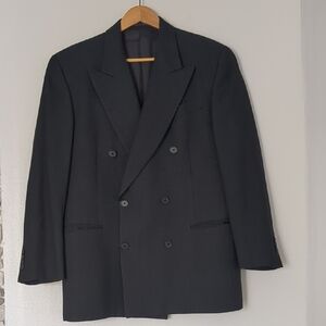 Gianfranco Ferre Double Breasted Blazer Mens 52R Virgin Wool Italy Luxury Formal